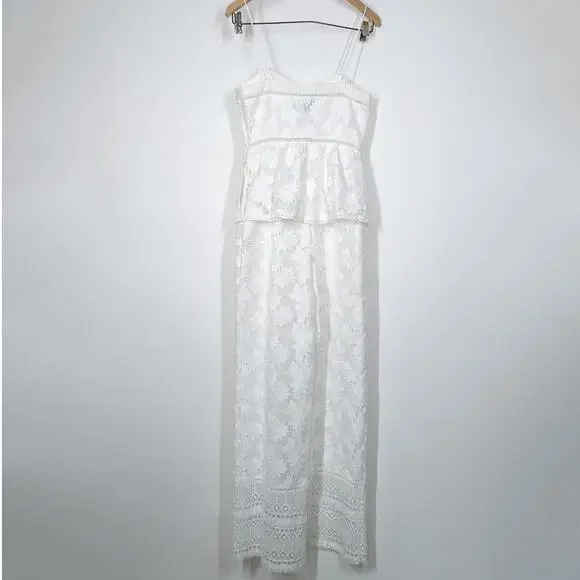 Rachel Zoe Margo Floral Lace Jumpsuit Sleeveless White Ecru Size 2 Preowned - Picture 5 of 12
